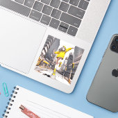 イエローパーカーJK シール GenerativeAI Aufkleber (Laptop mit iPhone)