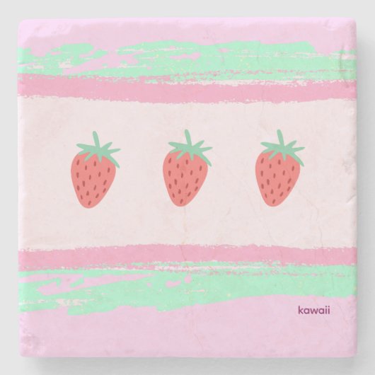 イチゴ柄がかわいい ピンク♡ STEINUNTERSETZER (Vorderseite)