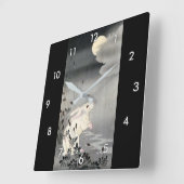 ウサギと月, 小原古邨 Kaninchen und Mond, Ohara Koson, Quadratische Wanduhr (Winkel)