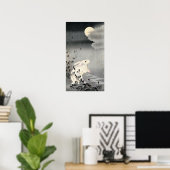 ウ と 月, 小 古 ギ Rabbit und Moon, Ohara Koson, Ukiyo-e Poster (Heimbüro)