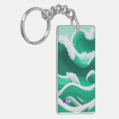 エメラルドグリーンの大波キーホルダー SCHLÜSSELANHÄNGER (Vorderseite links)