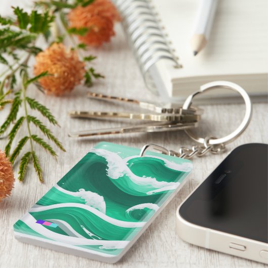 エメラルドグリーンの大波キーホルダー SCHLÜSSELANHÄNGER (Vorderseite rechts)