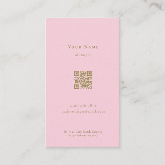 エレガントピンク QRコード付きの名刺 VISITENKARTE (Vorderseite)