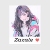 オシャレなJKシール|寿司娘 Seal Sticker GenerativeAI (Blatt)