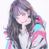 オシャレなJKシール|寿司娘 Seal Sticker GenerativeAI (Vorderseite)