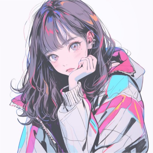 オシャレなJKシール｜寿司娘 Seal  Sticker GenerativeAI (Vorderseite)