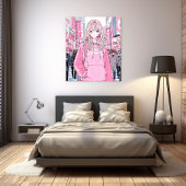 オシャレなPinkアートパネル|寿司娘 GenerativeAI Leinwanddruck