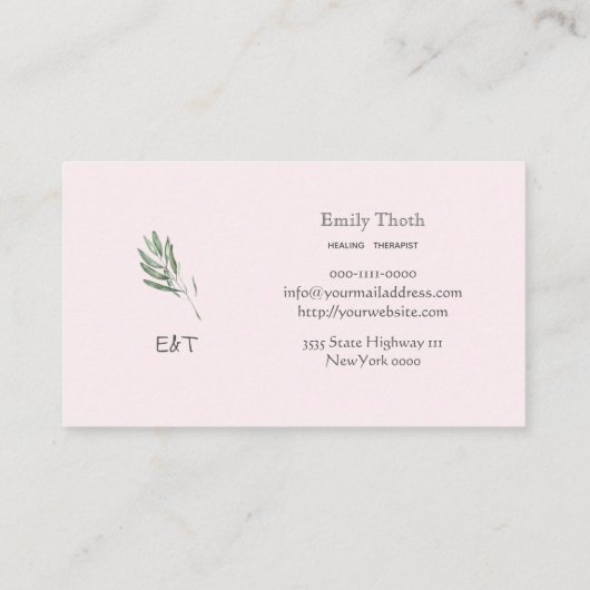 オリーブの葉のシンプルな VISITENKARTE (Rückseite)