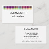 カラフルでキュートでポップな色合いのギンガムチェックの名刺 VISITENKARTE (Vorne/Hinten)