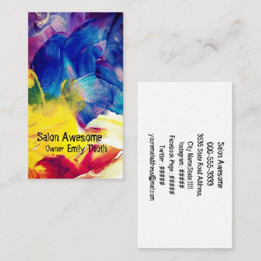 カラフルなペイントのデザイン VISITENKARTE (Vorne/Hinten)