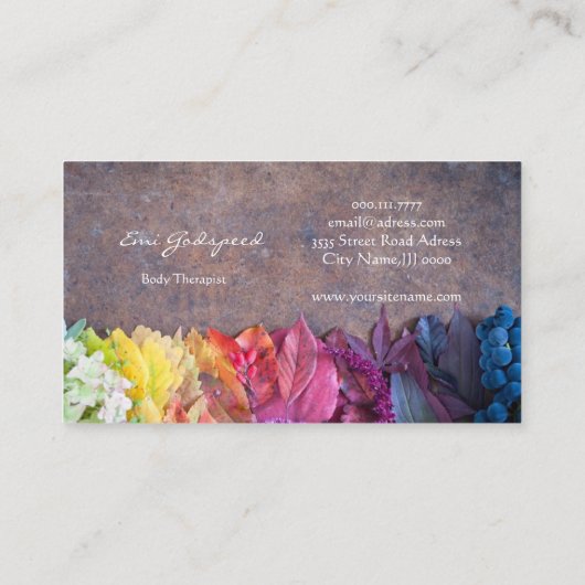 カラフルな葉や花のおしゃれな名刺 VISITENKARTE (Rückseite)