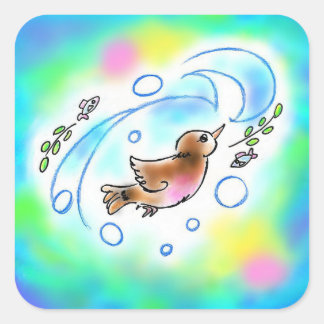 カワガラスちゃんスクエアシール スクエアシール QUADRATISCHER AUFKLEBER