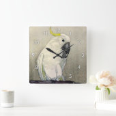 キバタン ・ オウム, Cockatoo Schwefel-mit Haube, Yoshida Quadratische Wanduhr (Zuhause)