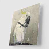 キバタン ・ オウム, Cockatoo Schwefel-mit Haube, Yoshida Quadratische Wanduhr (Winkel)