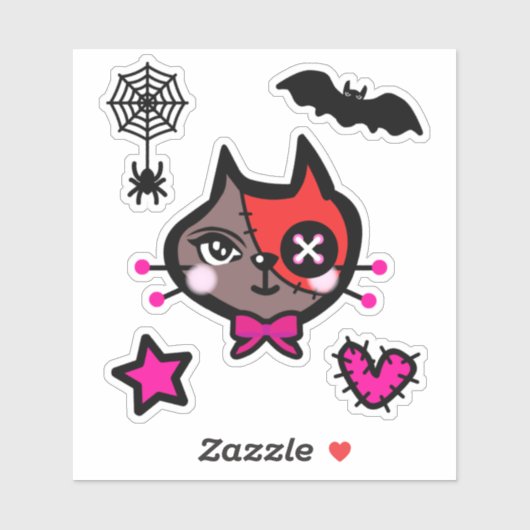 キュートな赤茶ねこ 蜘蛛 Cute red brown cat. シール Aufkleber (Blatt)