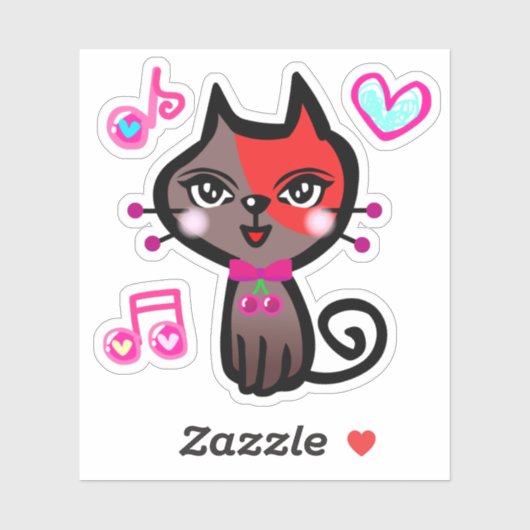 キュートな赤茶ねこ　Cute red brown cat. シール Aufkleber (Blatt)