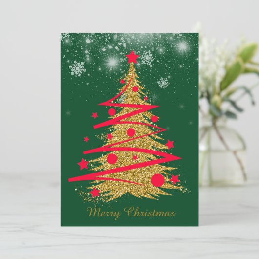 グリーンエレガントなクリスマスカード♡ FEIERTAGSKARTE (Stehend Vorderseite)