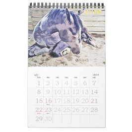 ケイメイ牧場 サラブレッドの引退馬 2頭のイラスト KALENDER