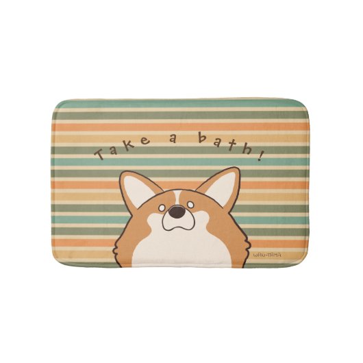 コーギー "コギたま(レッド)" -Retro- Badematte (Vorderseite)