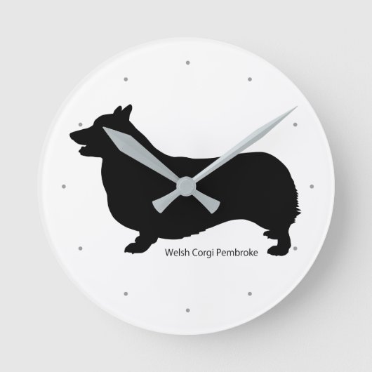コーギー 掛け時計 Welsh Corgi clock Runde Wanduhr (Vorderseite)