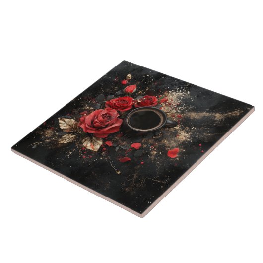 「コーヒーに赤い薔薇を添えて」 黒色系背景 コーヒーブレイク FLIESE (Seite)