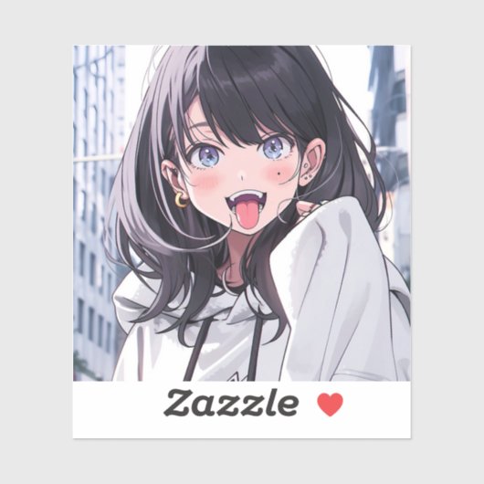 シール|あっかんベーJK|寿司娘 GenerativeAI Aufkleber (Blatt)