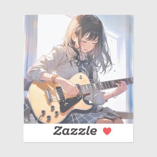 シール Seal|ギターJK 寿司娘 GenerativeAI Aufkleber (Blatt)