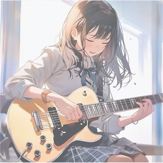 シール Seal|ギターJK 寿司娘 GenerativeAI Aufkleber (Vorderseite)