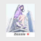 シール Seal|パープルJK Purple |寿司娘 GenerativeAI Aufkleber (Blatt)