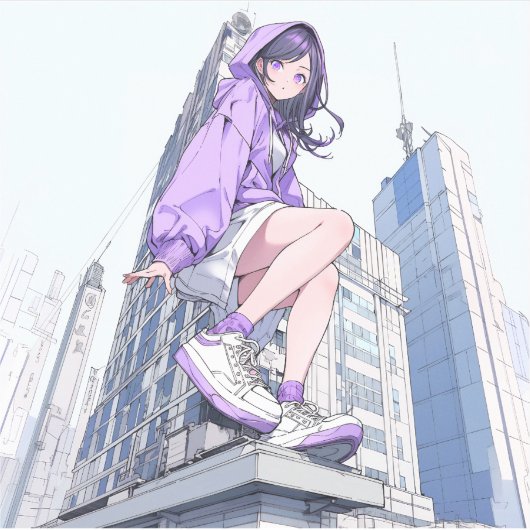 シール Seal｜パープルJK Purple ｜寿司娘 GenerativeAI Aufkleber (Vorderseite)