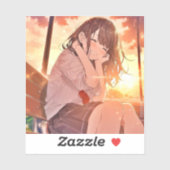 シール Seal|夕日JK 寿司娘 GenerativeAI Aufkleber (Blatt)