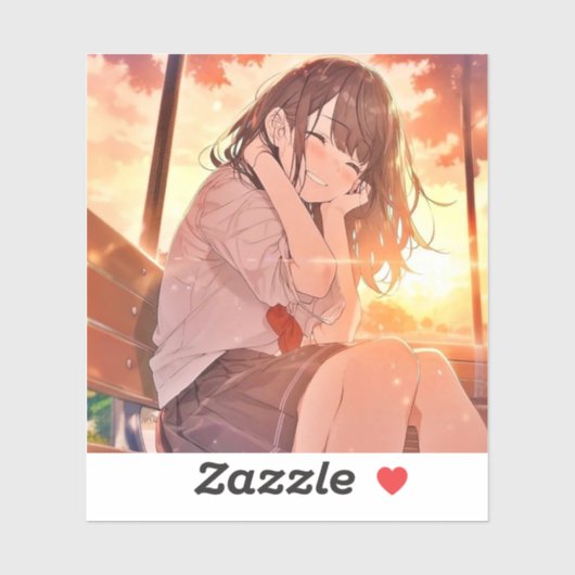 シール Seal|夕日JK 寿司娘 GenerativeAI Aufkleber (Blatt)