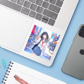 シール Seal|寄り道JK 寿司娘 GenerativeAI Aufkleber (Laptop mit iPhone)