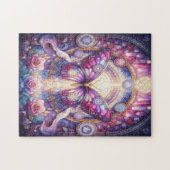 ステンドグラス風の神秘的な蝶 PUZZLE (Horizontal)