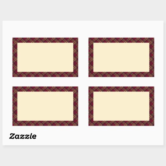 タータンチェック(ワインレッド)        RECHTECKIGER AUFKLEBER (Blatt)