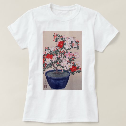 ツツジの盆栽, 小原古邨 Bonsais-Azalee, Ohara Koson, Ukiyo-e T-Shirt (Design vorne)