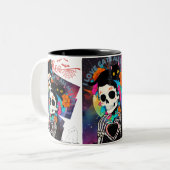 ツートーンマグカップ, 325 ml**スカル&ブラックキャット ハロウィンマグカップ zweifarbige tasse (Vorderseite Links)