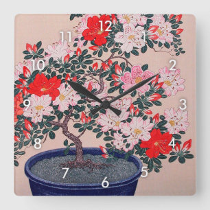 ツ ツ ジ の 栽, 小 Azalsai Ohara Koson, Ukiyo-e Quadratische Wanduhr