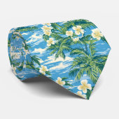 トロピカルで青いデザイン花柄 KRAWATTE (Gerollt)