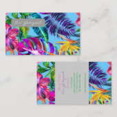 トロピカルなデザイン 水色のオシャレなカード VISITENKARTE (Vorne/Hinten)