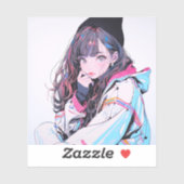 ニット帽JKシール｜寿司娘 Seal GenerativeAI Aufkleber (Blatt)