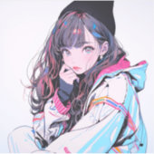 ニット帽JKシール|寿司娘 Seal GenerativeAI Aufkleber (Vorderseite)