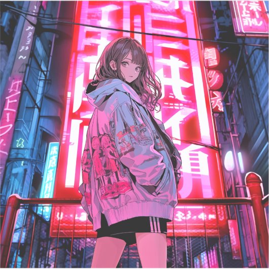 ネオンJKシール Seal|寿司娘 GenerativeAI Aufkleber (Vorderseite)