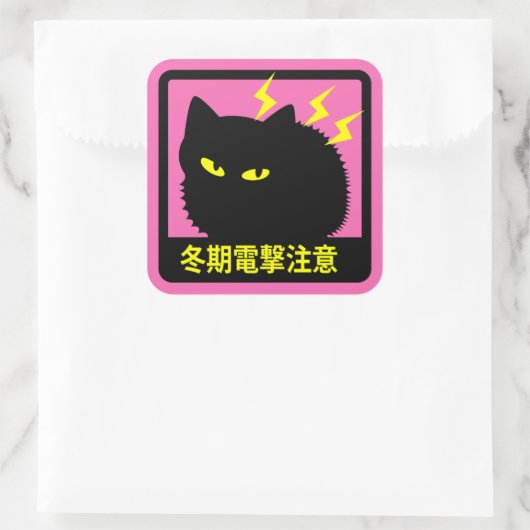 ネコ冬期電撃注意ステッカー QUADRATISCHER AUFKLEBER (Tasche)