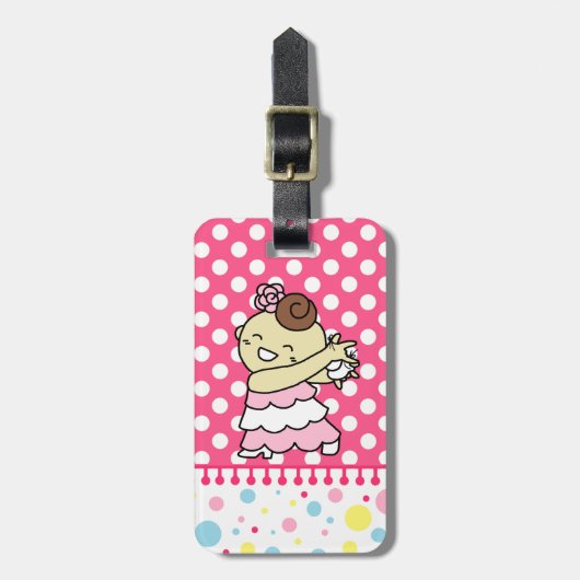 ネームタグ 表にカスタネッ子 (裏はパリ子 or カードケース) 白 gepäckanhänger (Vorderseite vertikal)