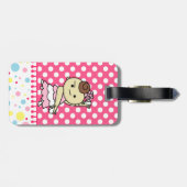 ネームタグ 表にカスタネッ子 (裏はパリ子 or カードケース) 白 gepäckanhänger (Rückseite horizontal)