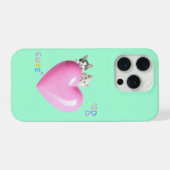 ハートにちょこんと乗るかわいい猫たち♡ iPhone HÜLLE (Rückseite (Horizontal))