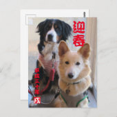 バーニーズマウンテンドッグとワイルドミックスドッグ 年賀状 2018年 戌年 POSTKARTE (Vorne/Hinten)