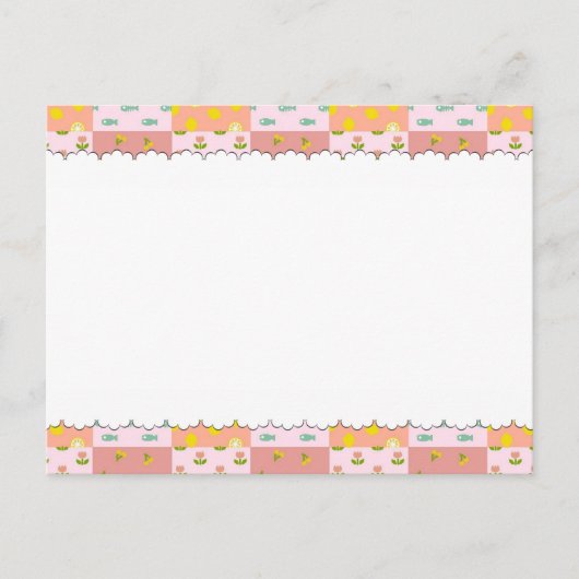 パッチワーク ピンク ポストカード POSTKARTE (Vorderseite)
