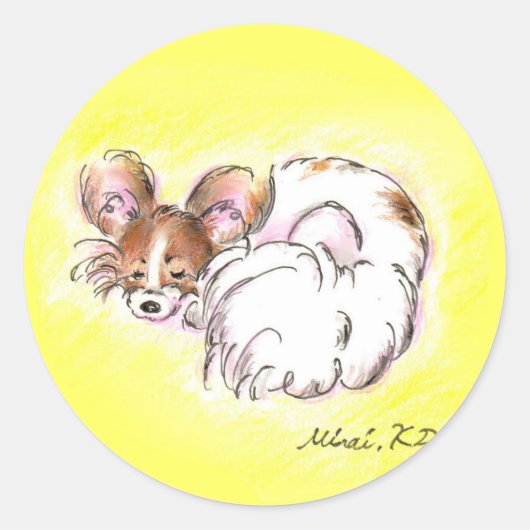 パピヨンちゃん RUNDER AUFKLEBER (Vorderseite)